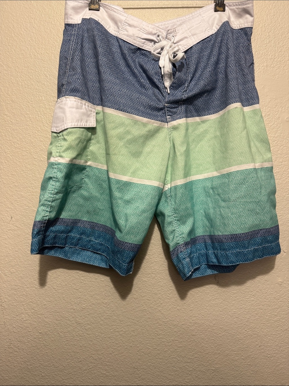 Old Navy Blue, Light Green & Teal Striped Swim Shorts